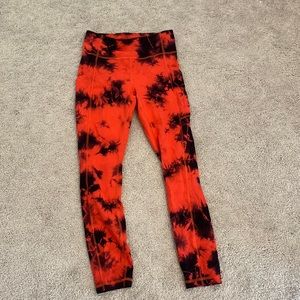 Lululemon Fast and Free tie-dyed pocket leggings